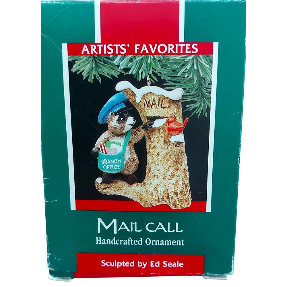 Vintage 1989 Hallmark Keepsake Ornament Mail Call Raccoon Ed Seale Artists Fav
